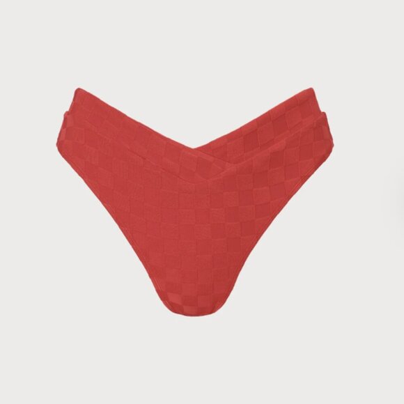 Berlook Red Plaid Jacquard Bikini Bottom ONLY 46 - Picture 6 of 9